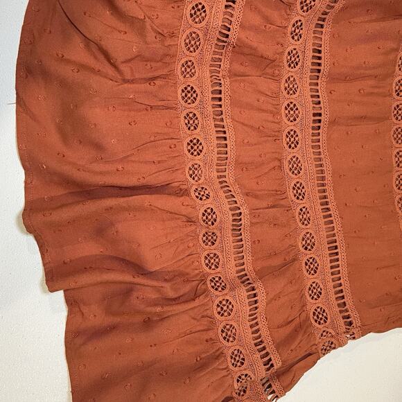 Anthropologie Eyelet Mini Dress Size Small Puff Sleeve Boho‎ - Picture 6 of 11